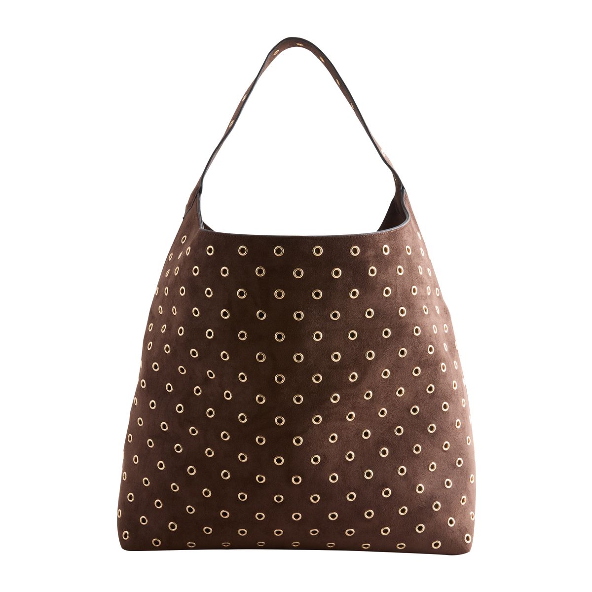 Sac souple à bandoulière en daim synthétique marron chocolat, NEXT
