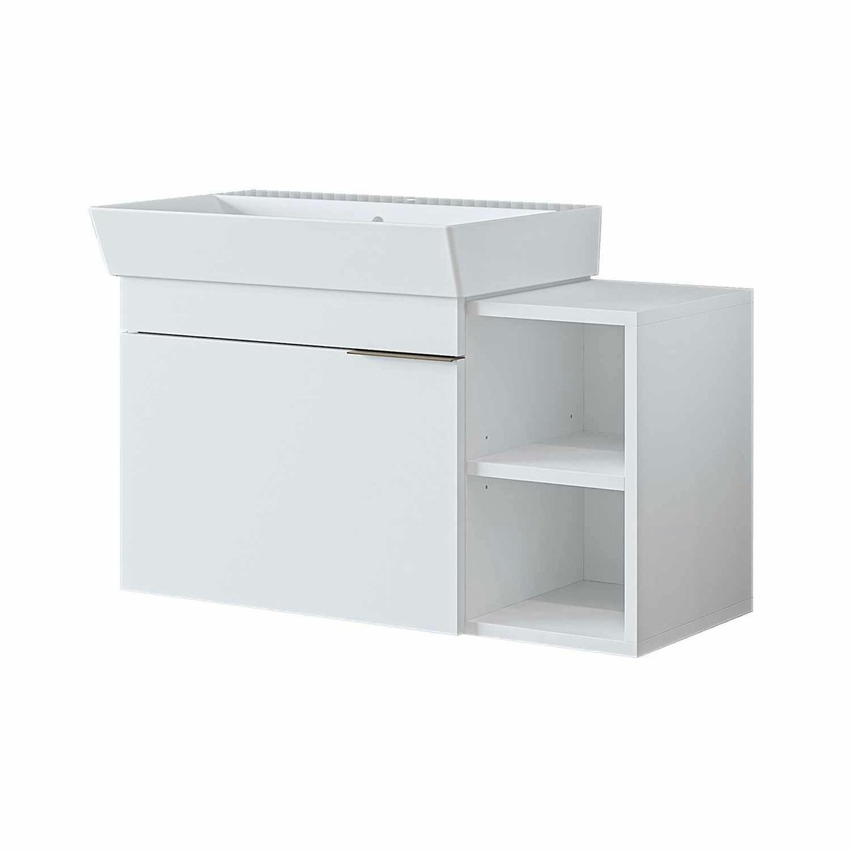 Meuble vasque suspendu 82 cm, 1 porte 2 niches NORIA blanc, PIER IMPORT