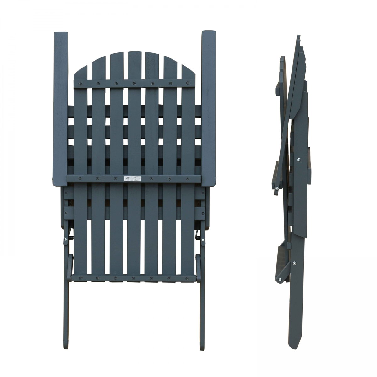 Fauteuil relax pliant en bois d'eucalyptus CALGARY gris anthracite, OVIALA