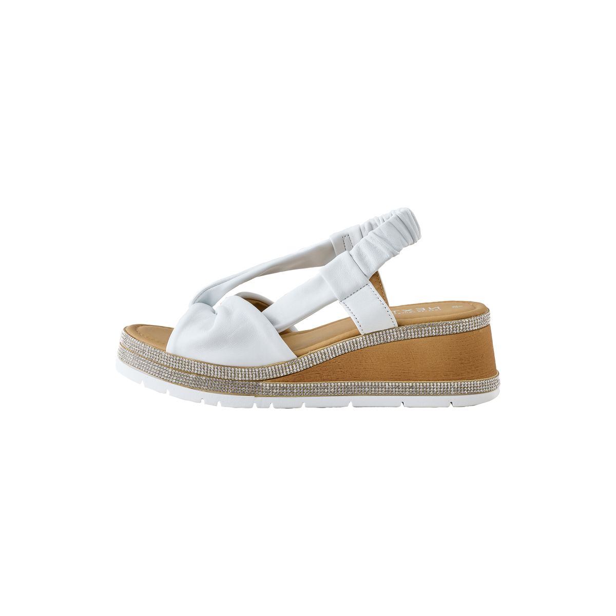 Sandales compensées brillantes à bout ouvert blanc, NEXT