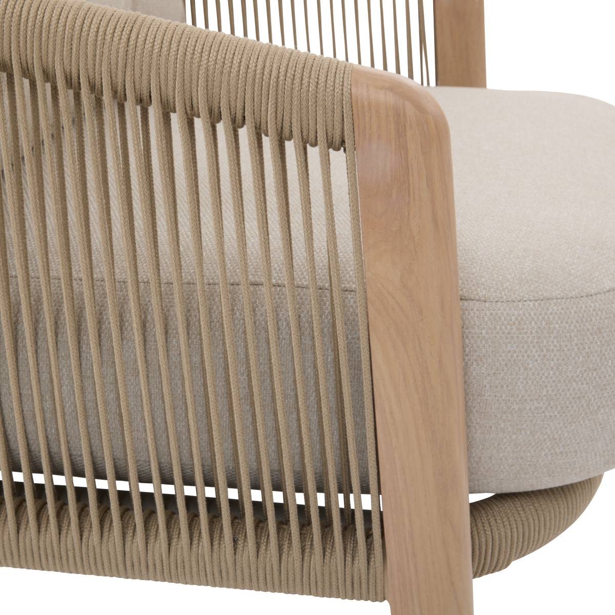 Fauteuil bas de jardin en aluminium et corde tressée NELORA beige, HESPERIDE