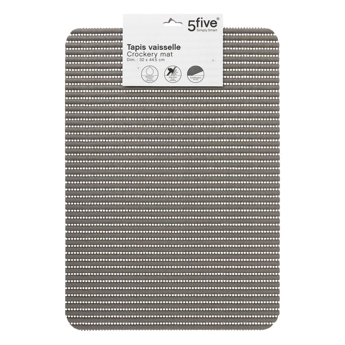 Tapis de vaisselle en microfibre absorbant ESSENTIELS gris, 5FIVE SIMPLY SMART