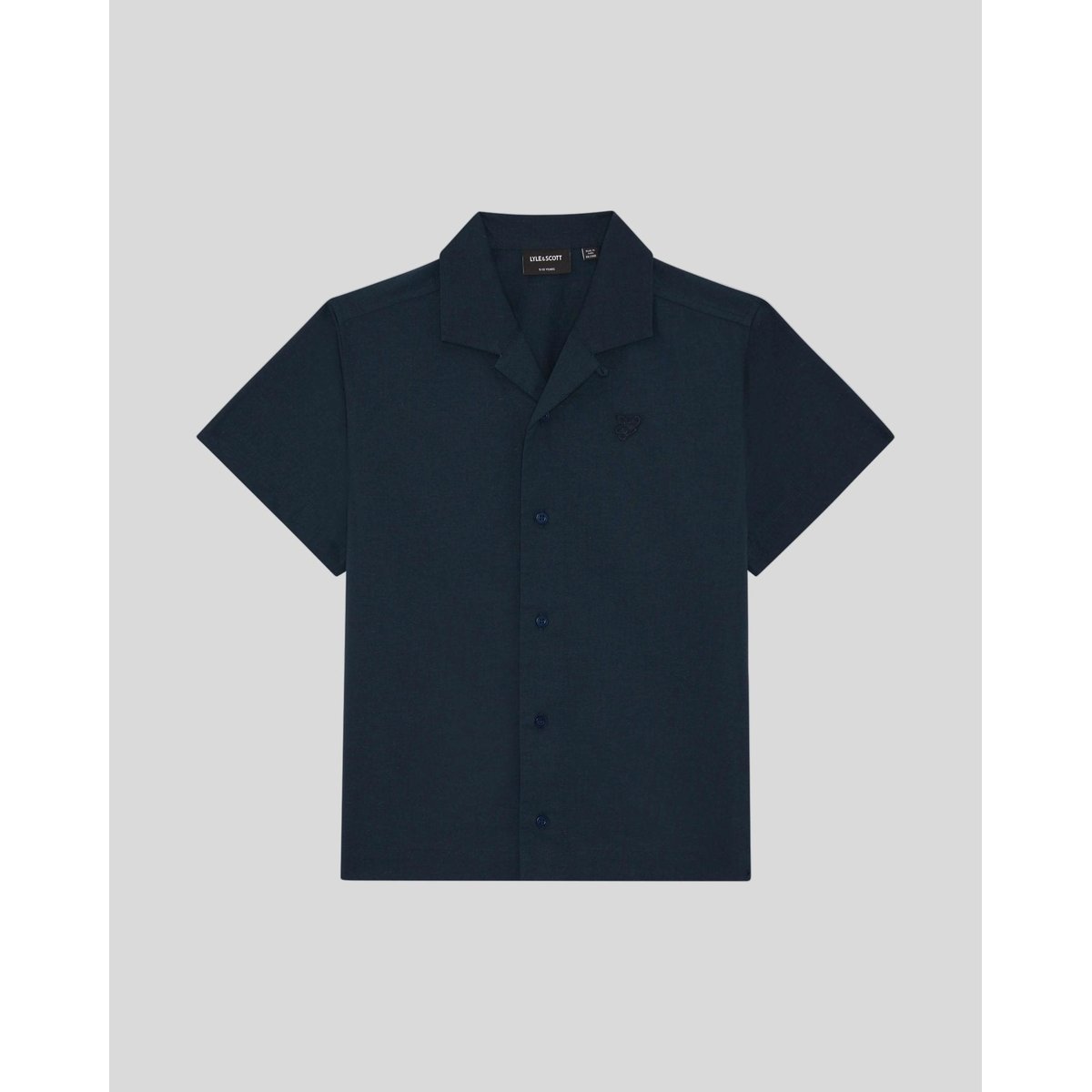 Chemise manches courtes en mélange de lin bleu foncé marine, LYLE & SCOTT