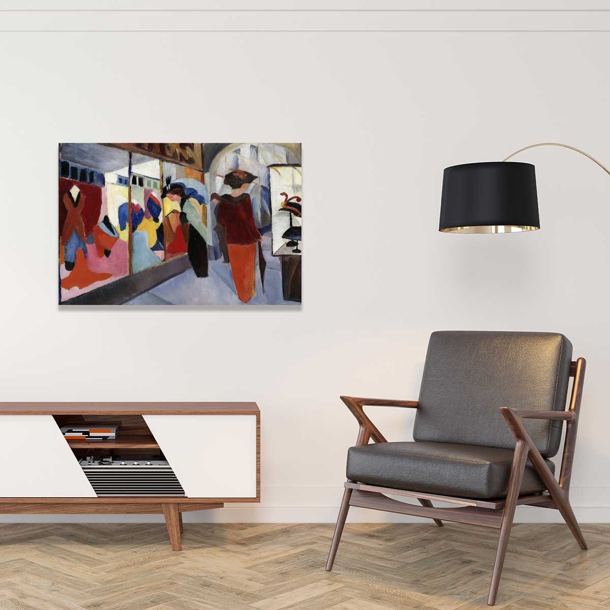 Tableau d'art d' August Macke La Boutique de Mode tableau alu dibond, HEXOA