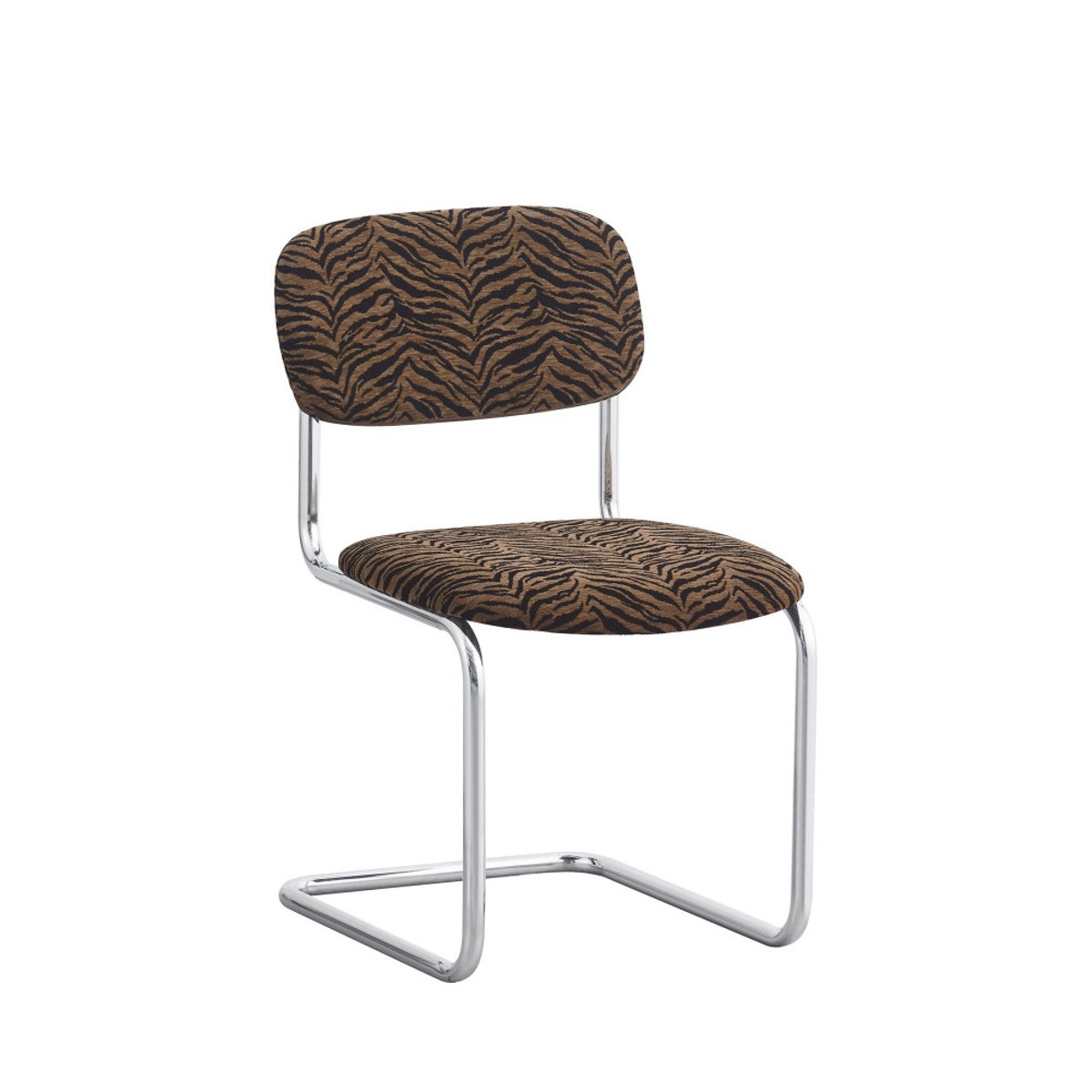 Lot de 2 chaises imprimé tigre pieds chrome- MARCEL marron, DRAWER