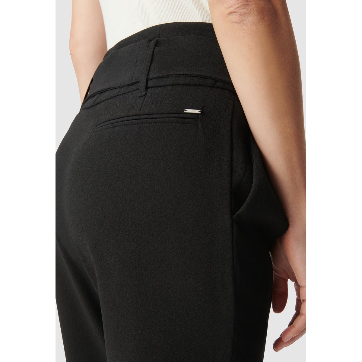Pantalon droit taille haute ceinturée noir, IKKS