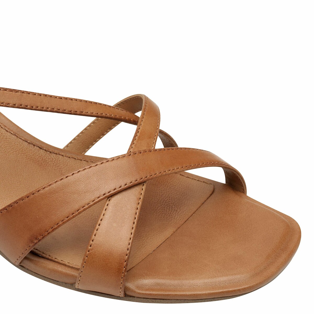 Leather Sandals with A Block Heel cognac, TAMARIS