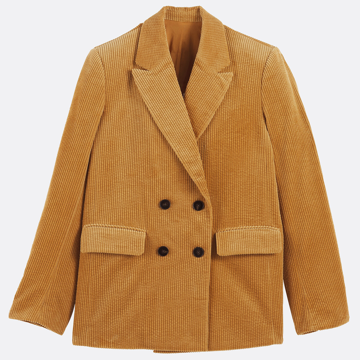Blazer croisé, coupe oversize, en velours côtelé  beige, LA REDOUTE COLLECTIONS