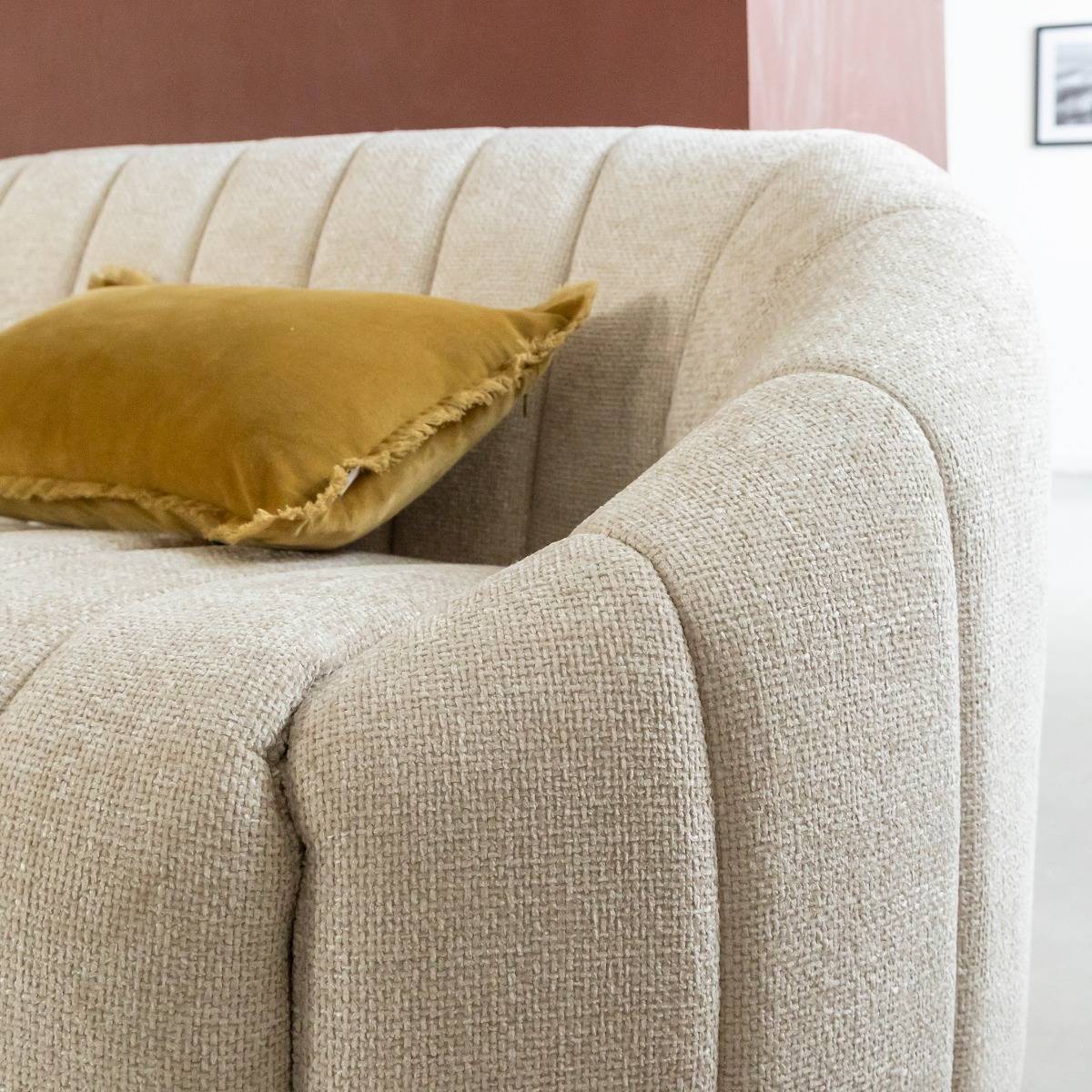 Canapé en tissu arrondi AXEL beige, MADE IN MEUBLES 