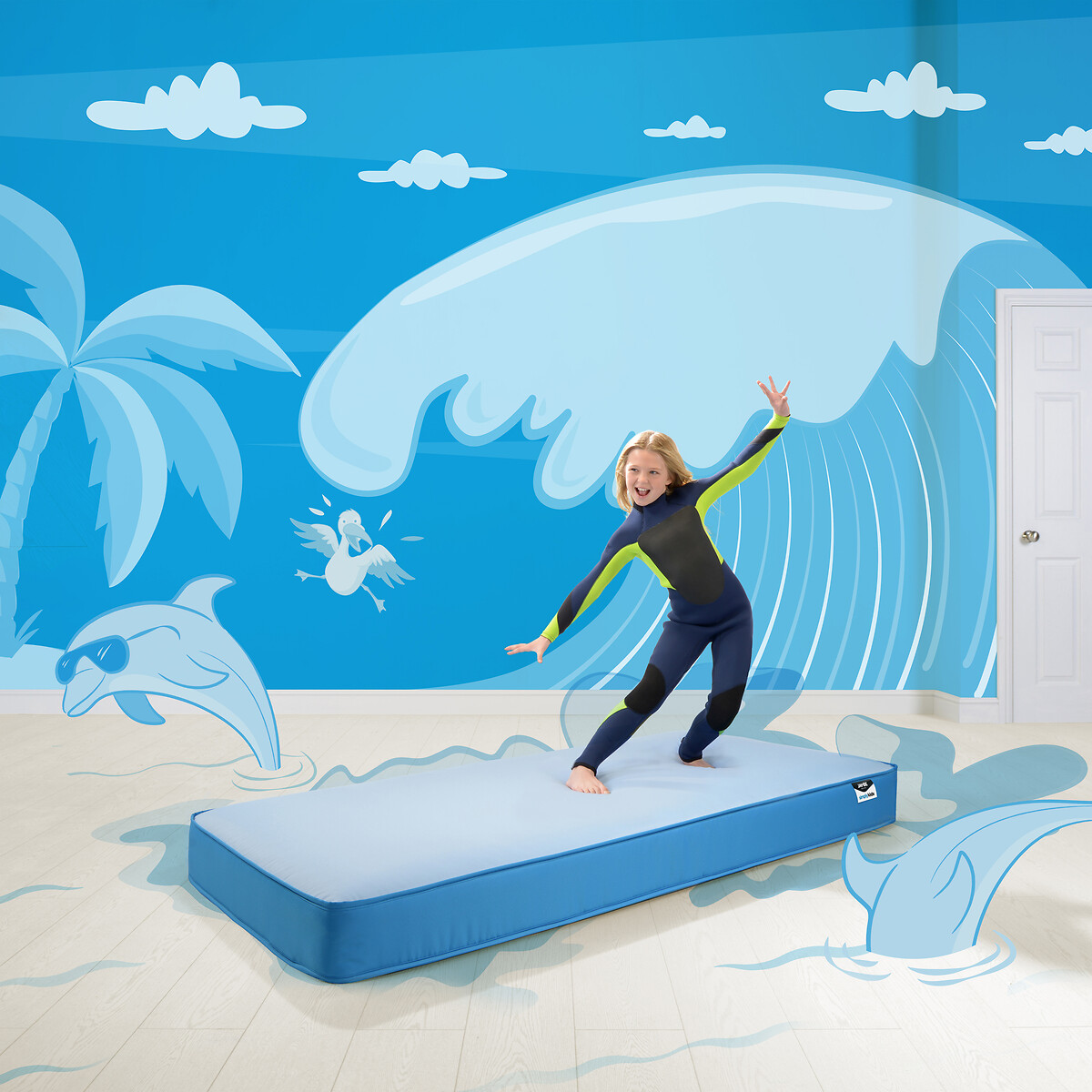 Jay-Be® Simply Kids® Waterproof Anti-Microbial Sprung Mattress blue, JAY-BE