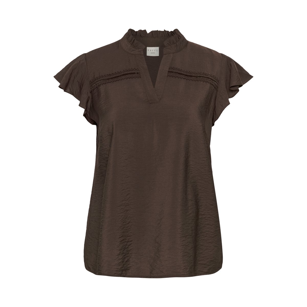 Blouse à manches courtes marron chocolate brown, KAFFE CURVE