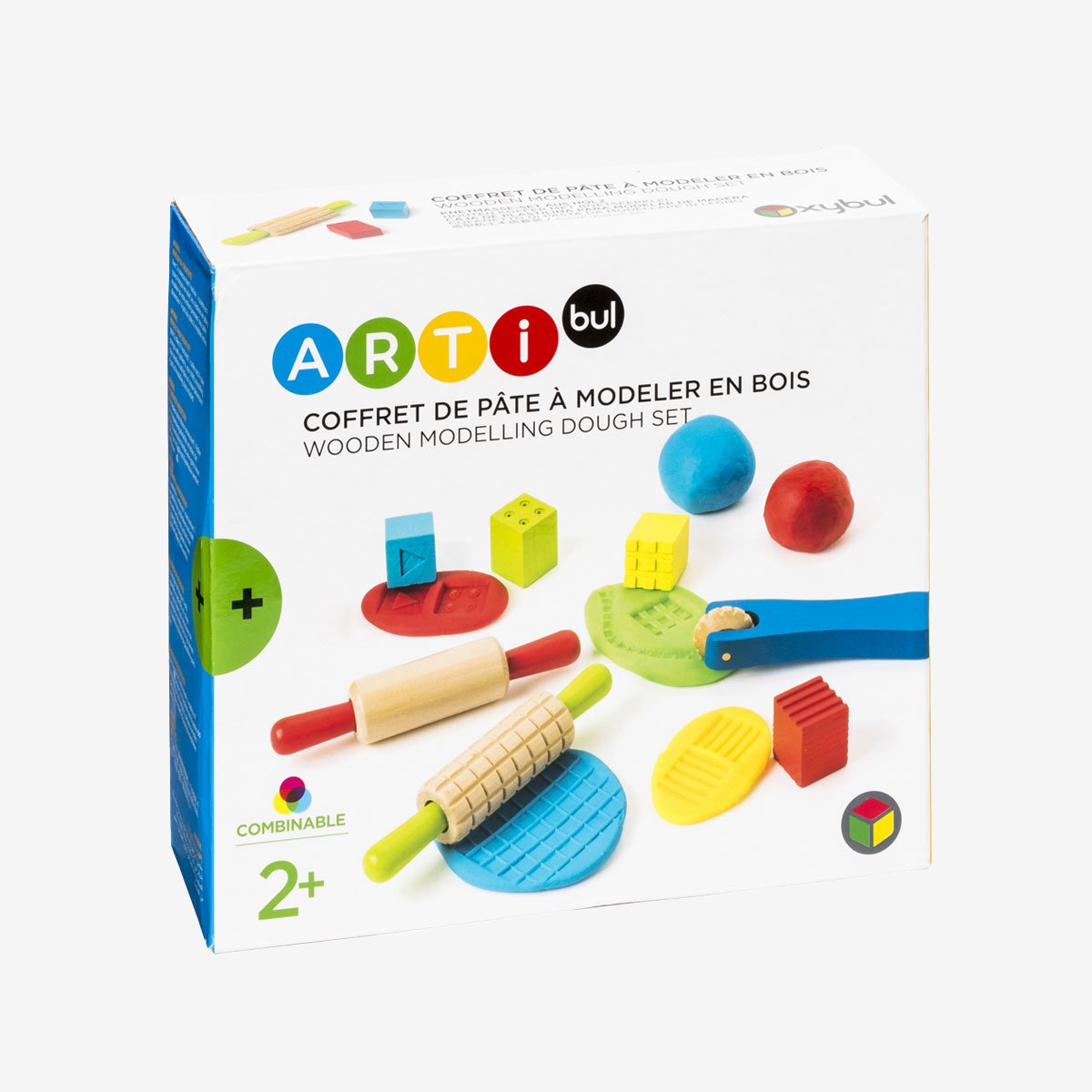 Coffret de pâte à modeler accessoires en bois blanc, OXYBUL