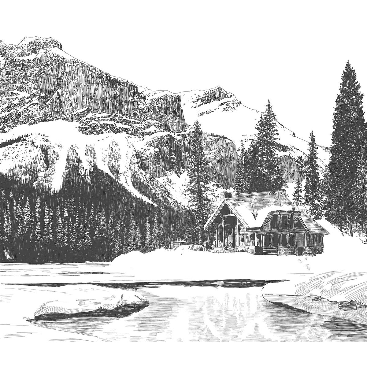 Papier peint chalet noir, HEXOA
