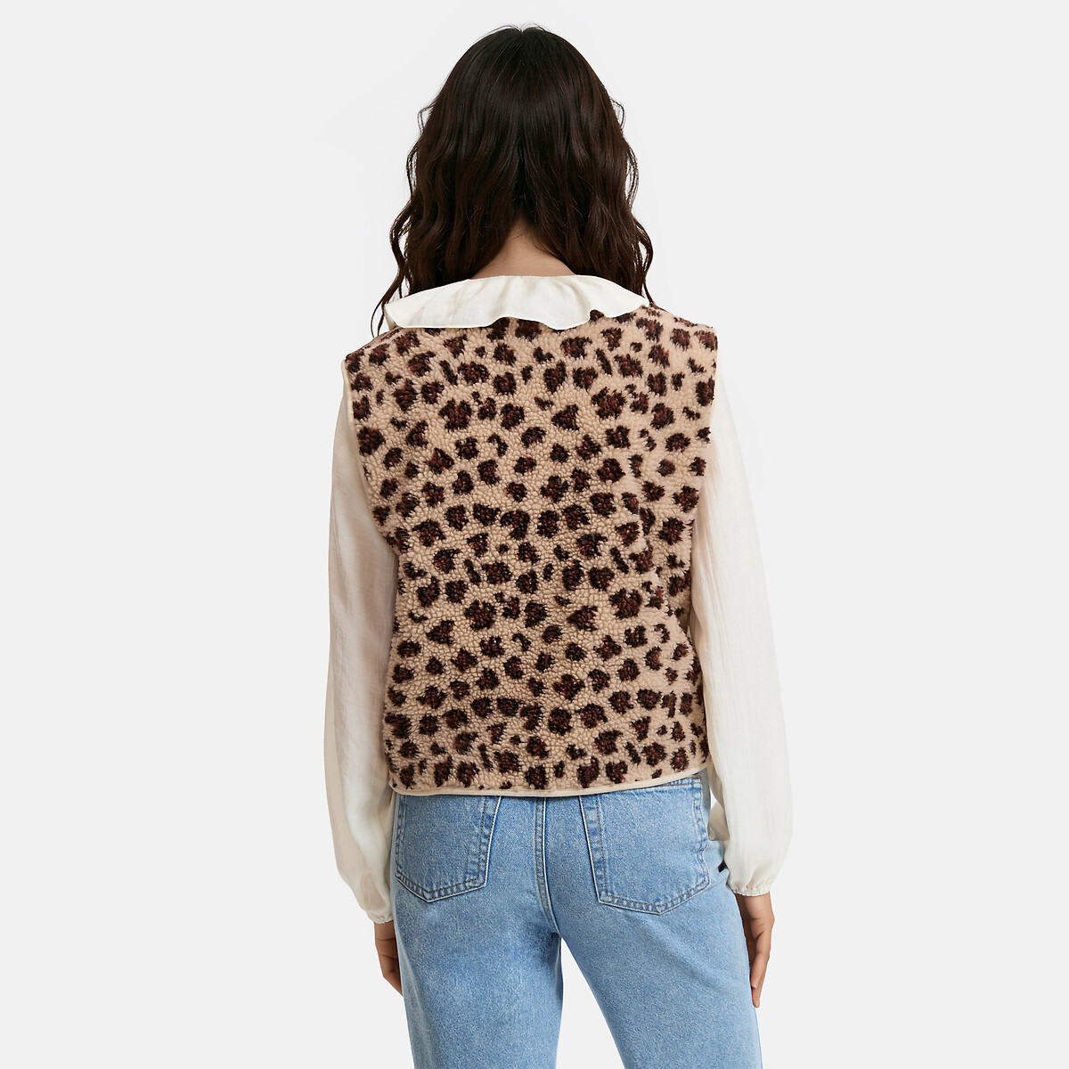 Gilet senza maniche in sherpa con stampa leopardata fantasia leopardata, LA REDOUTE COLLECTIONS
