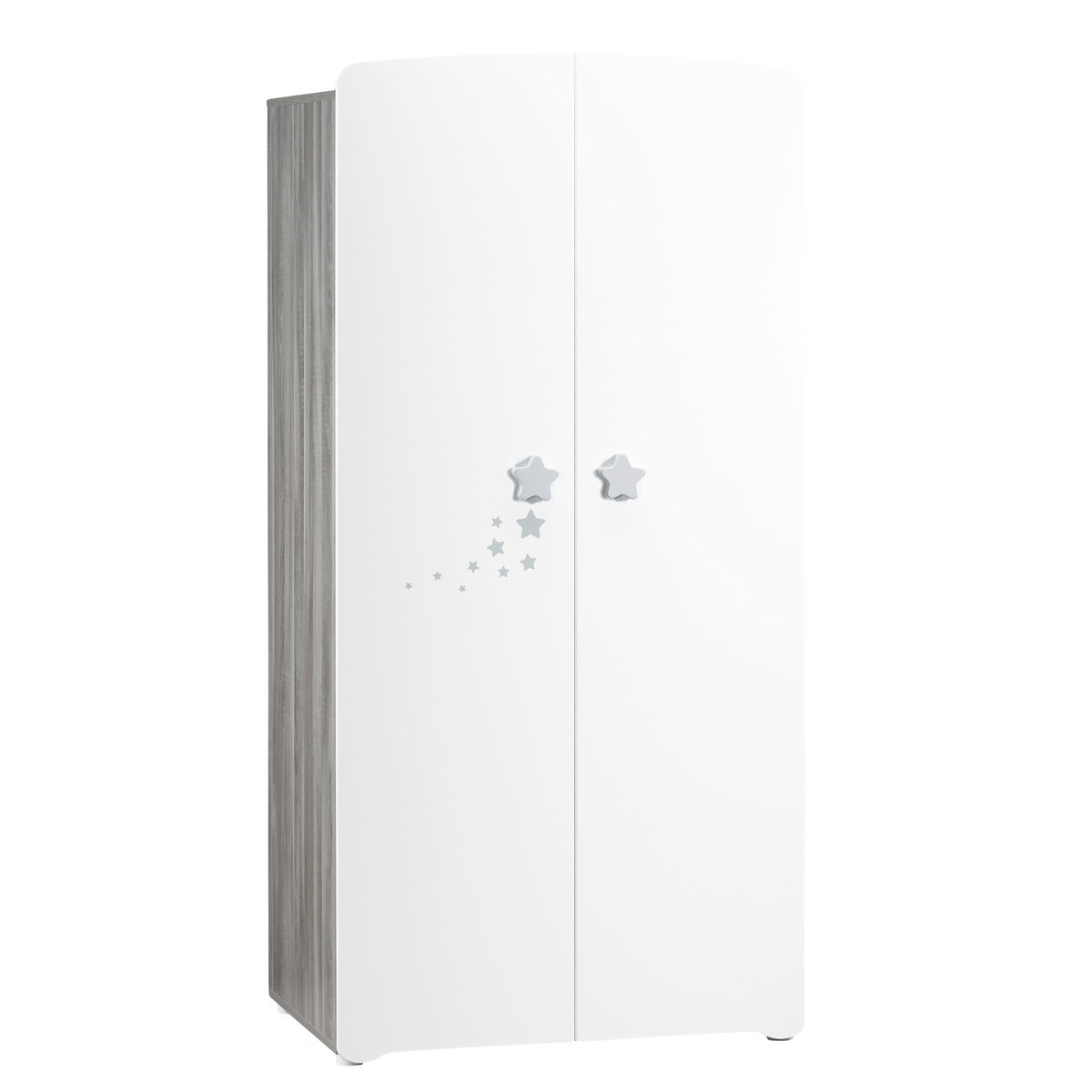 Chambre trio lit et Commode et Armoire en bois blanc, BABY PRICE