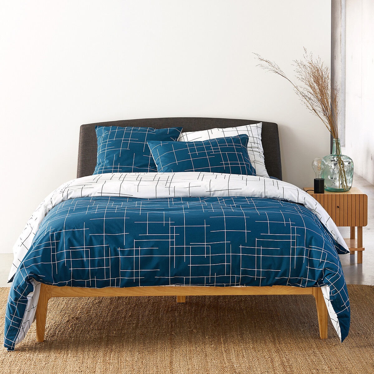Housse de couette réversible, Charline bleu prusse, LA REDOUTE INTERIEURS