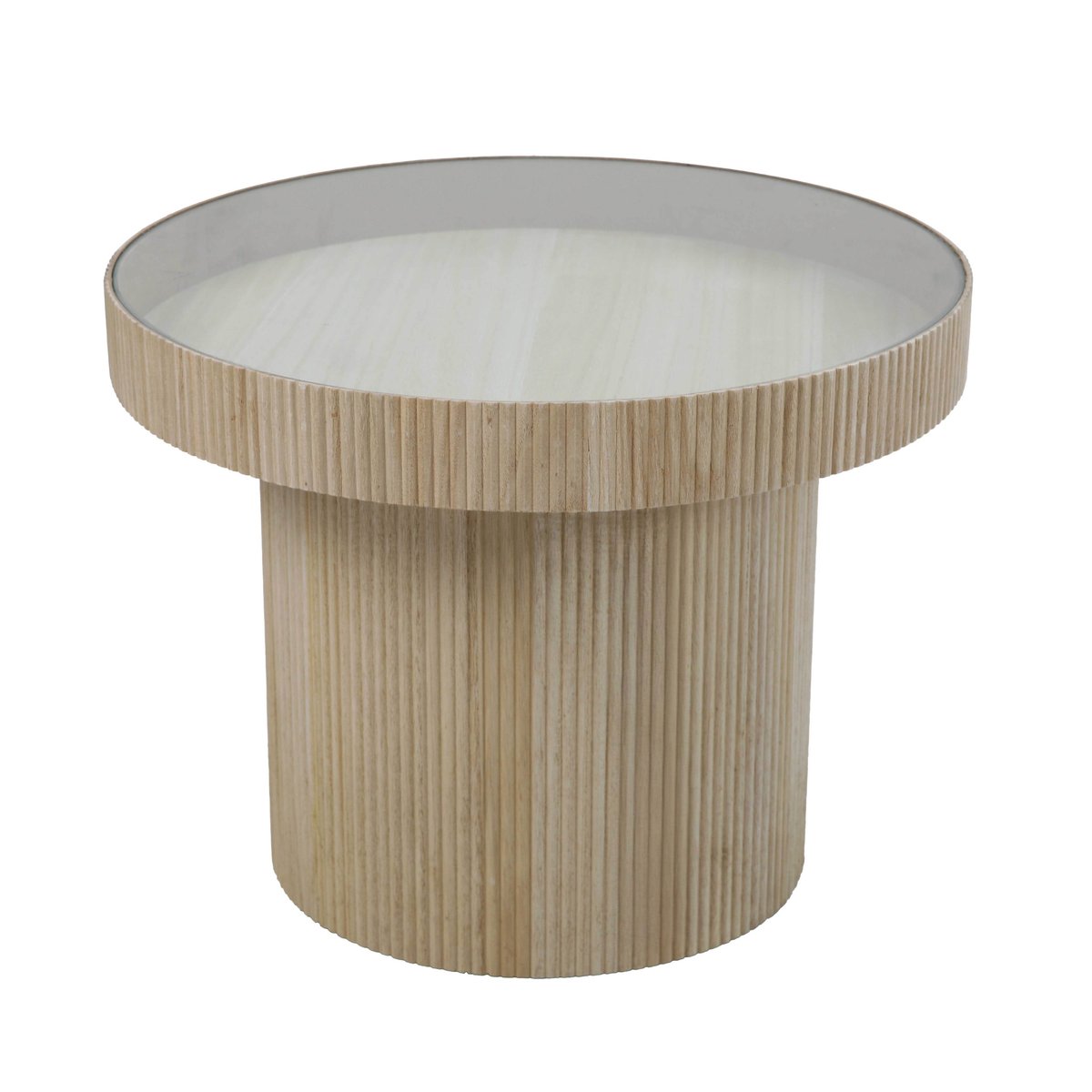 Table basse en MDF, bois et verre trempé marron, OVIALA