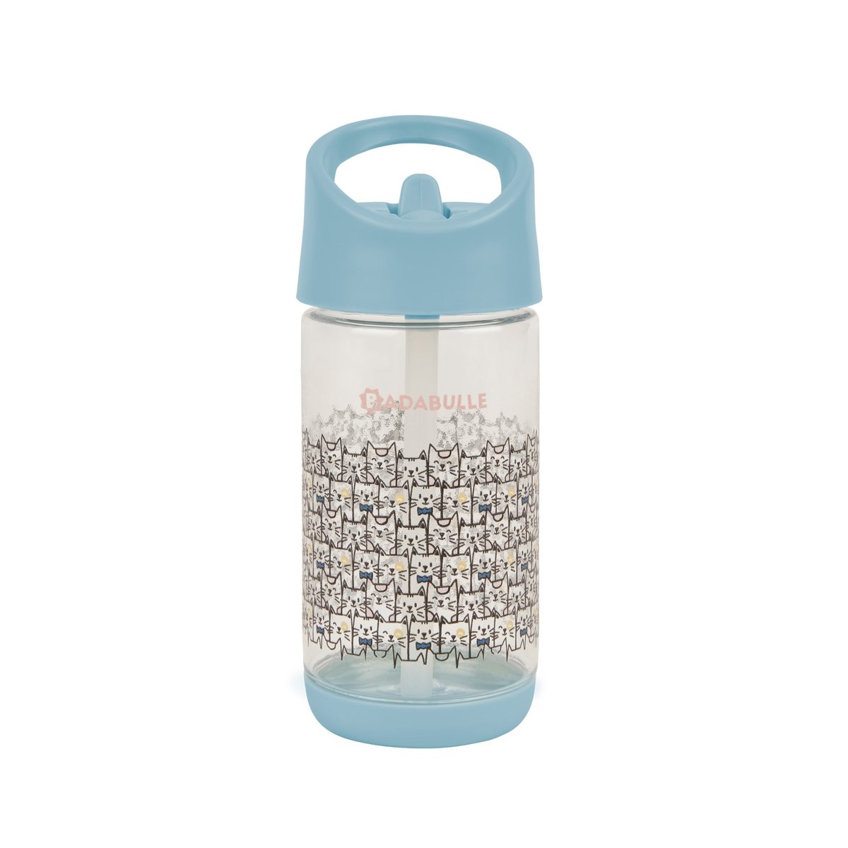 Gourde enfant à paille anti-fuite transparent, BADABULLE