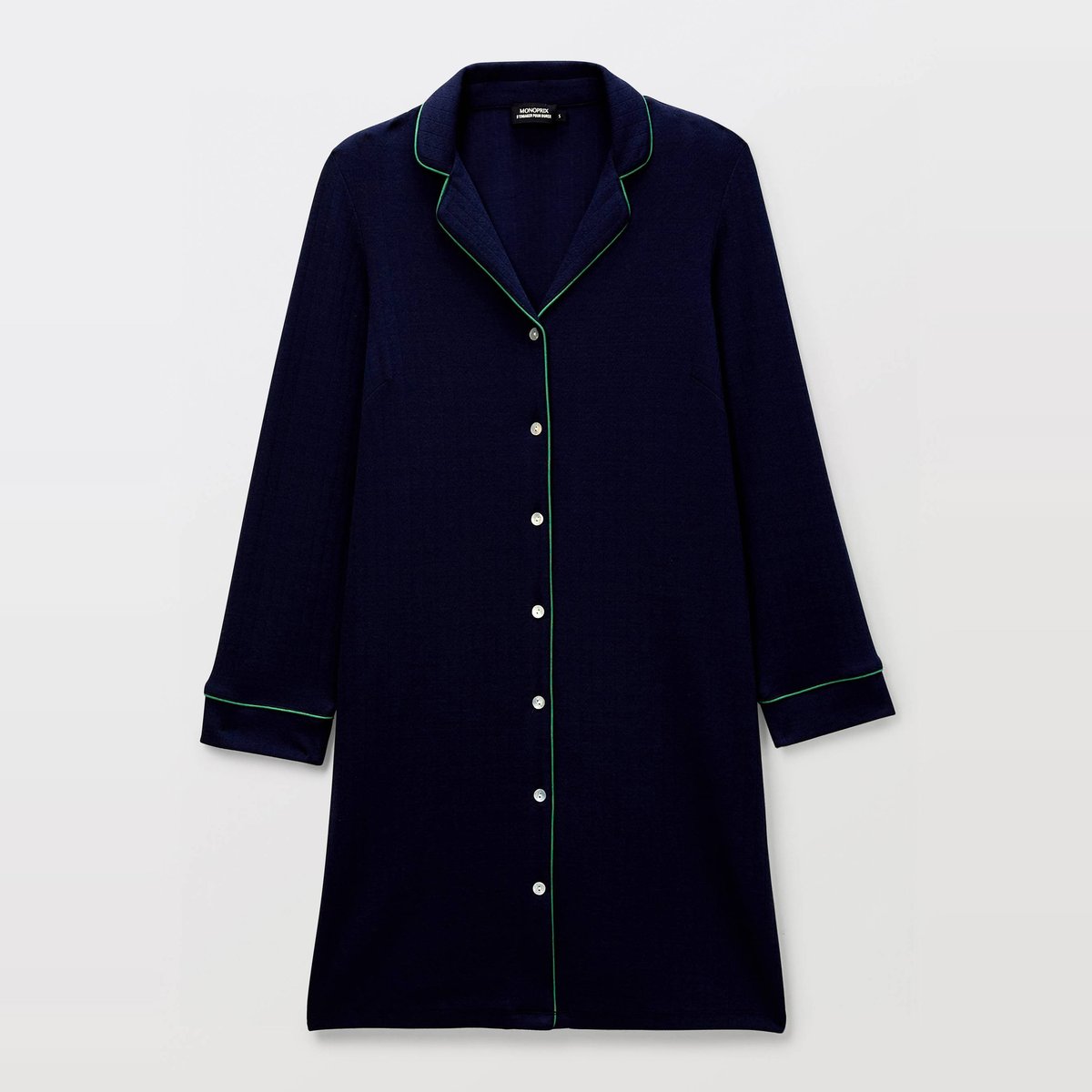Chemise de nuit manches longues en modal et coton black iris, MONOPRIX