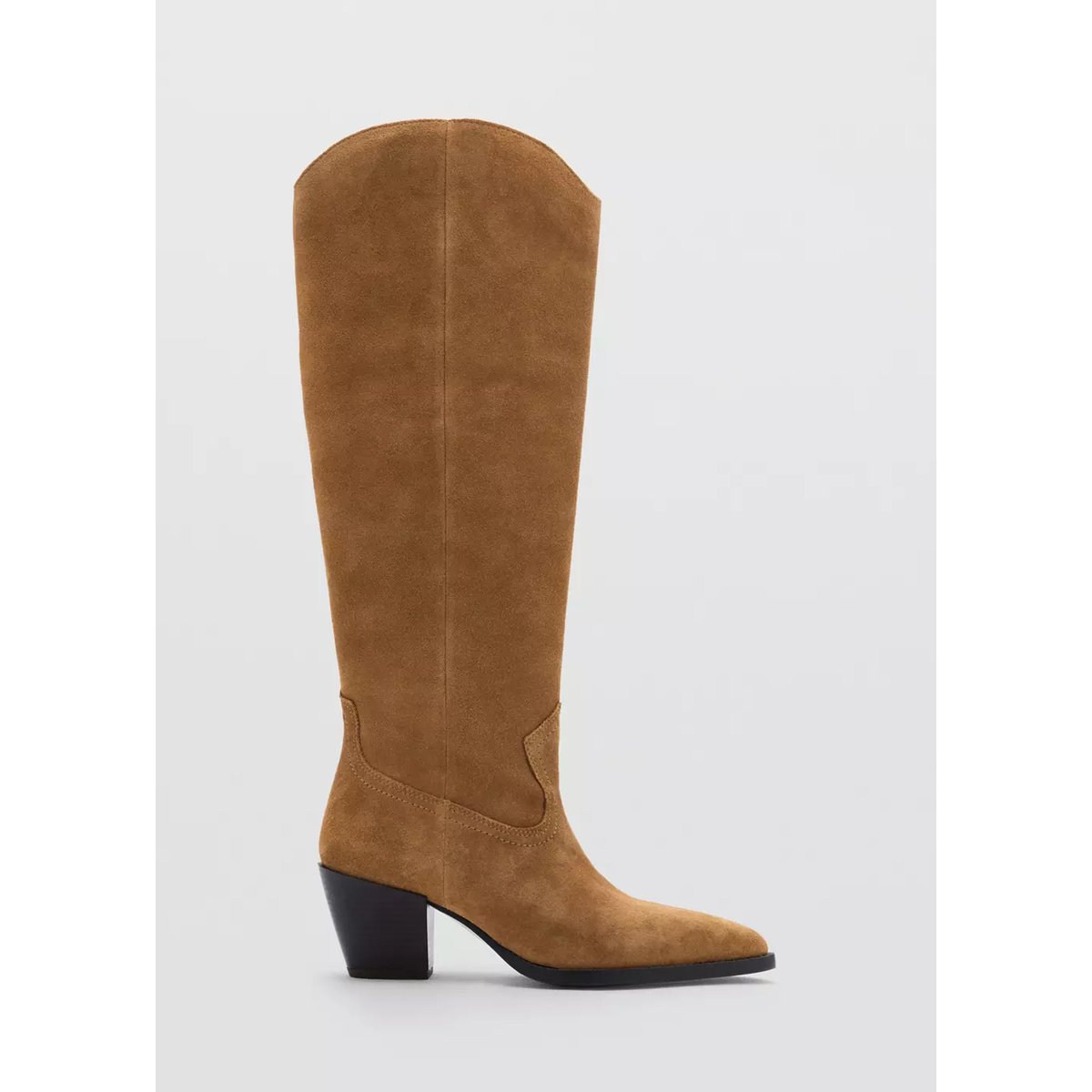Bottes suède talon bloc tabac, MANGO
