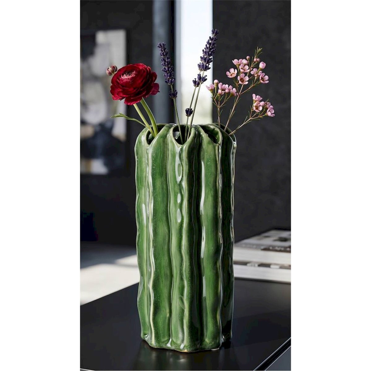 Vase cactus en céramique émaillée MODERN vert, RECOLLECTION