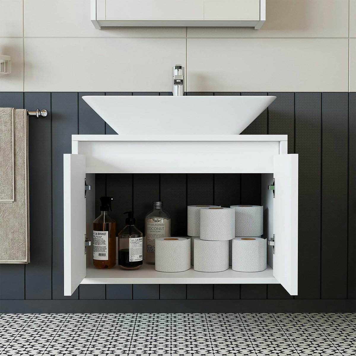 Meuble vasque suspendu 2 portes 65 cm MARN blanc, PIER IMPORT