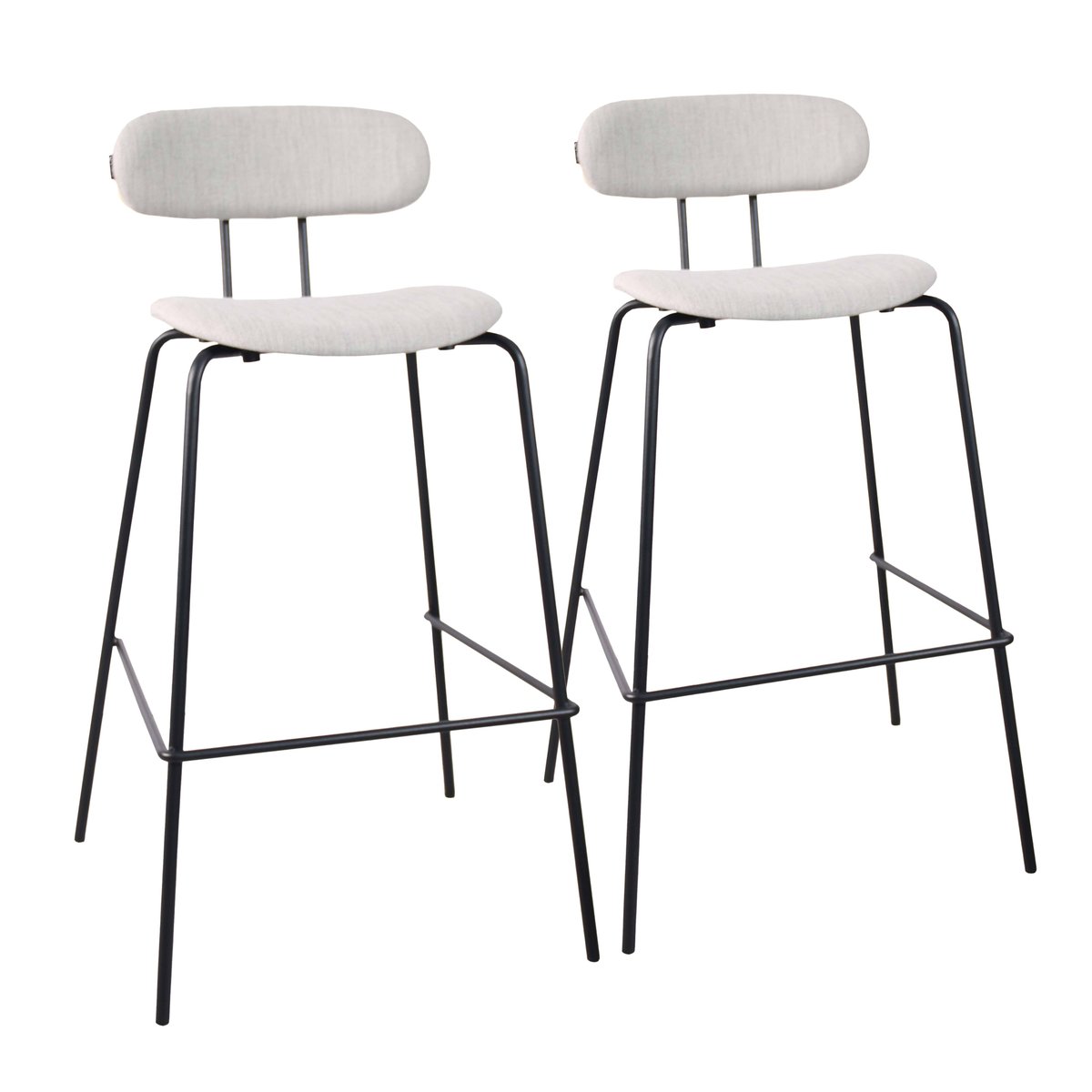 Lot de 2 chaises hautes en acier et bois, TINA gris, OVIALA
