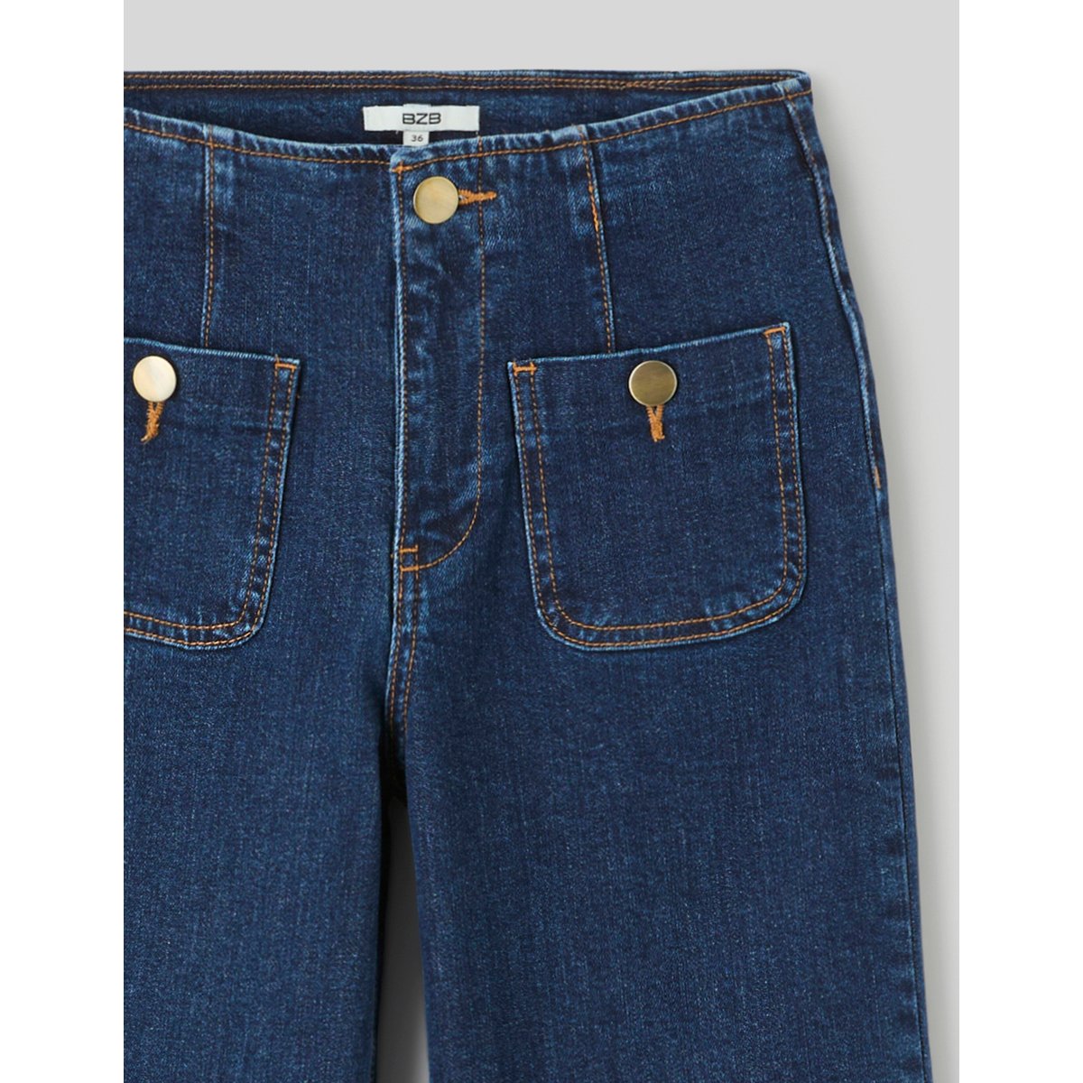 Jean wide leg bleu moyen, BZB