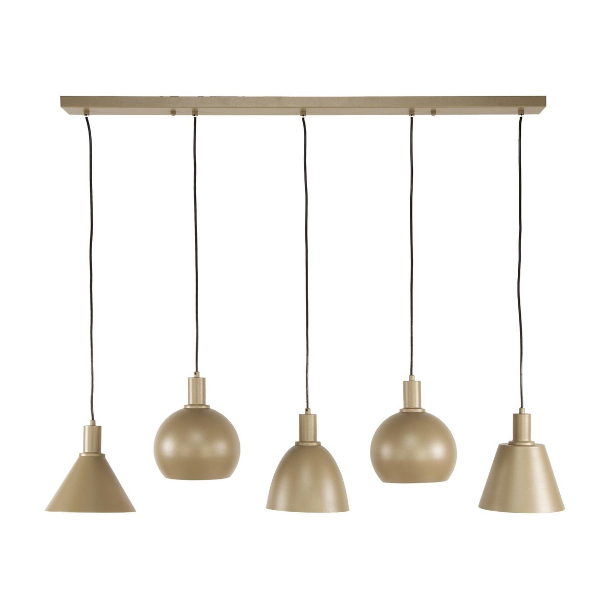 Suspension 5 abat-jour métal moderne TRIBECA beige, PIER IMPORT