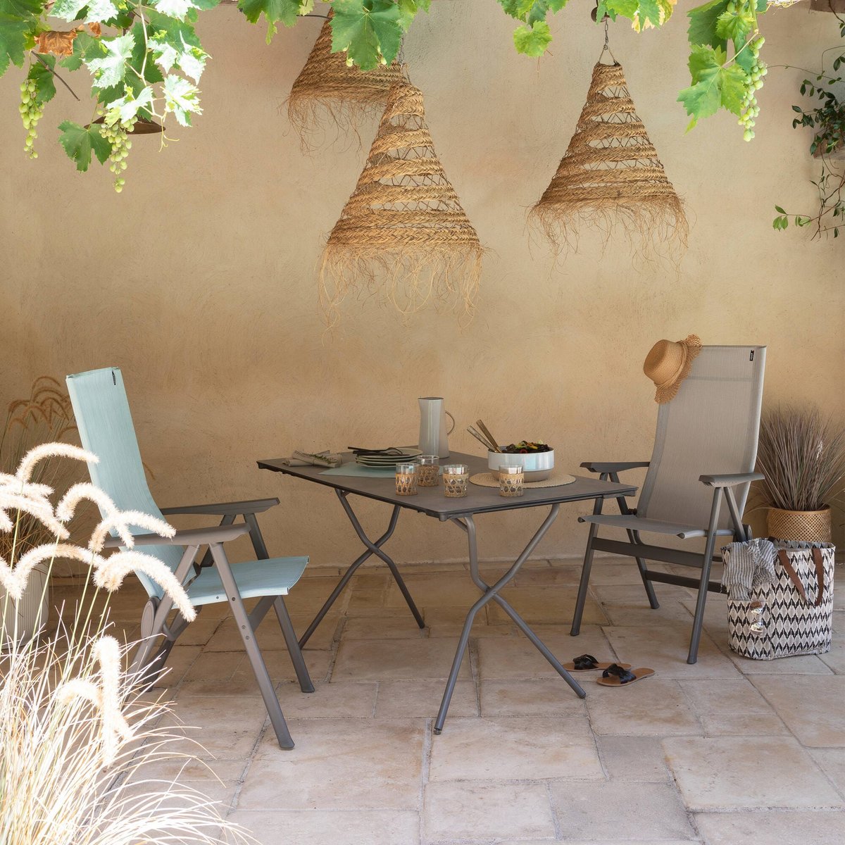 Table pliante 139*79*73cm - ANYTIME gris ciment, LAFUMA MOBILIER
