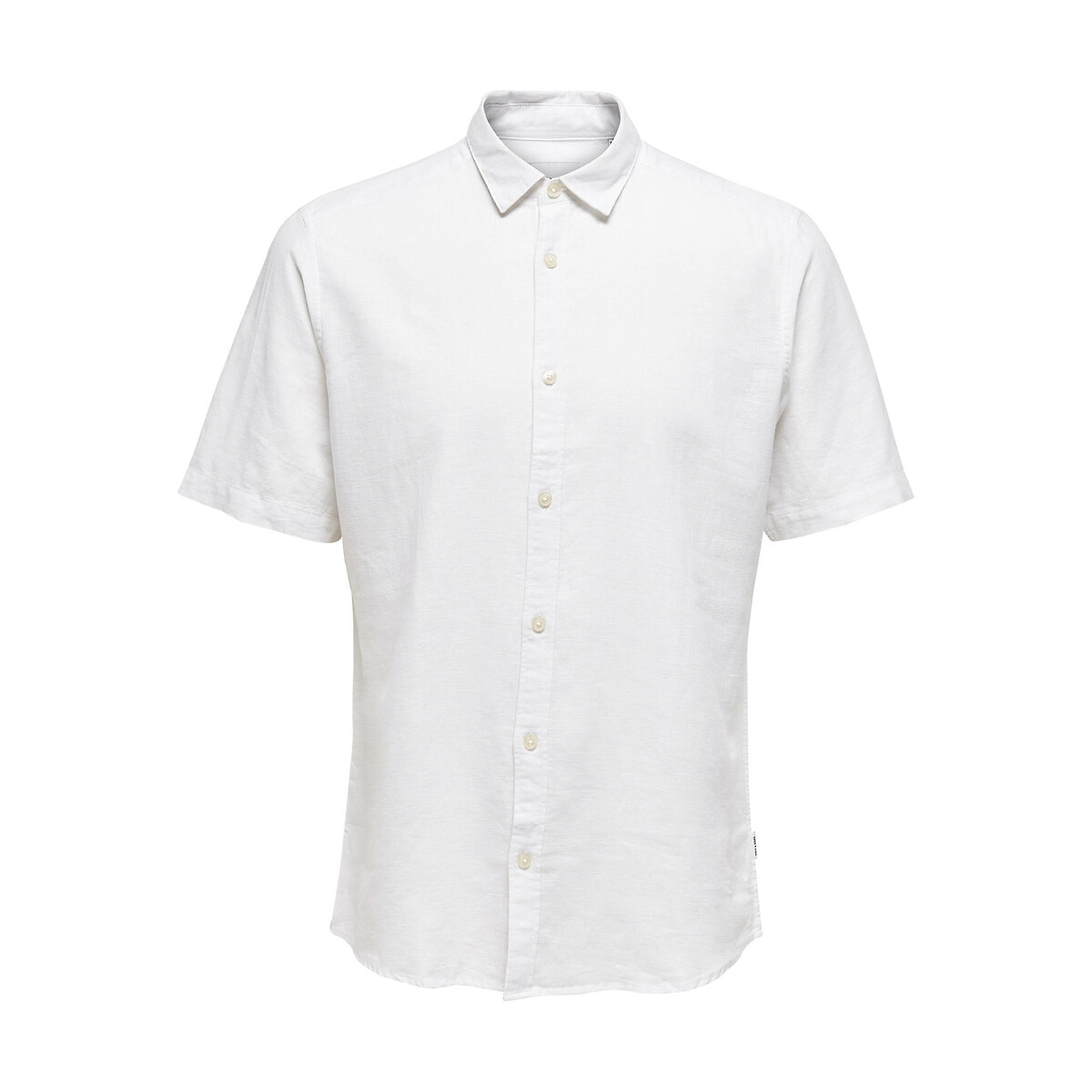 Chemisette slim fit coton lin blanc, ONLY & SONS