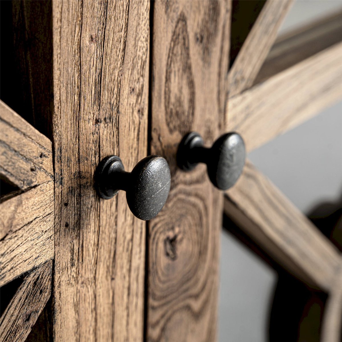 Vitrine contemporaine en bois avec finition marbrée marron bois d'orme marbré, RECOLLECTION