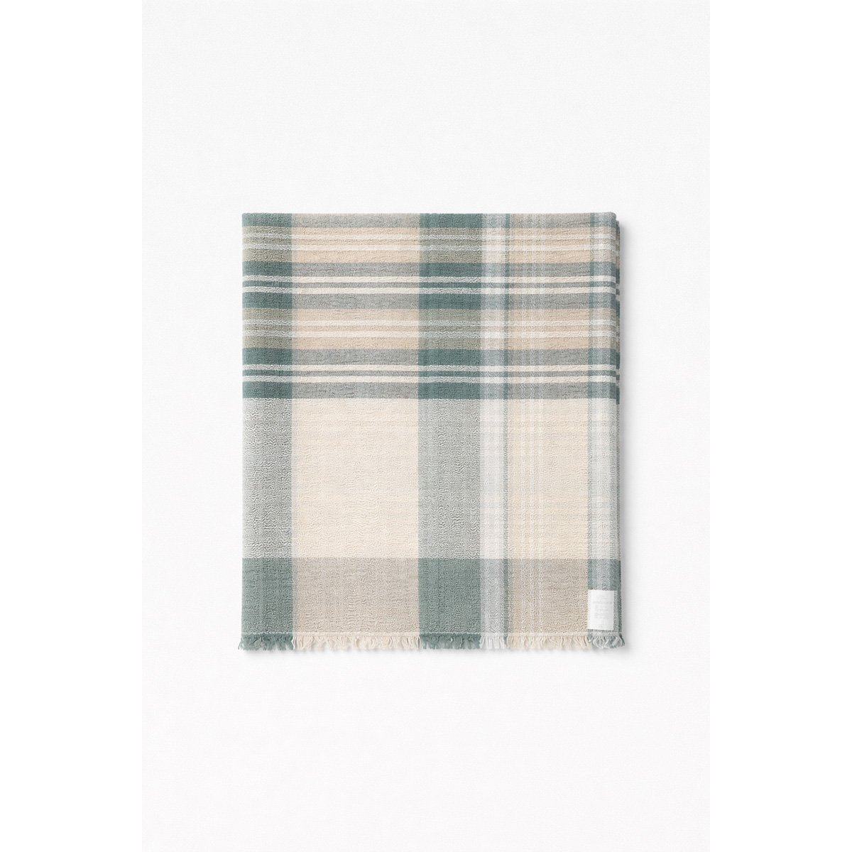 Foulard carreaux en lin et coton silver pine, ARMOR-LUX