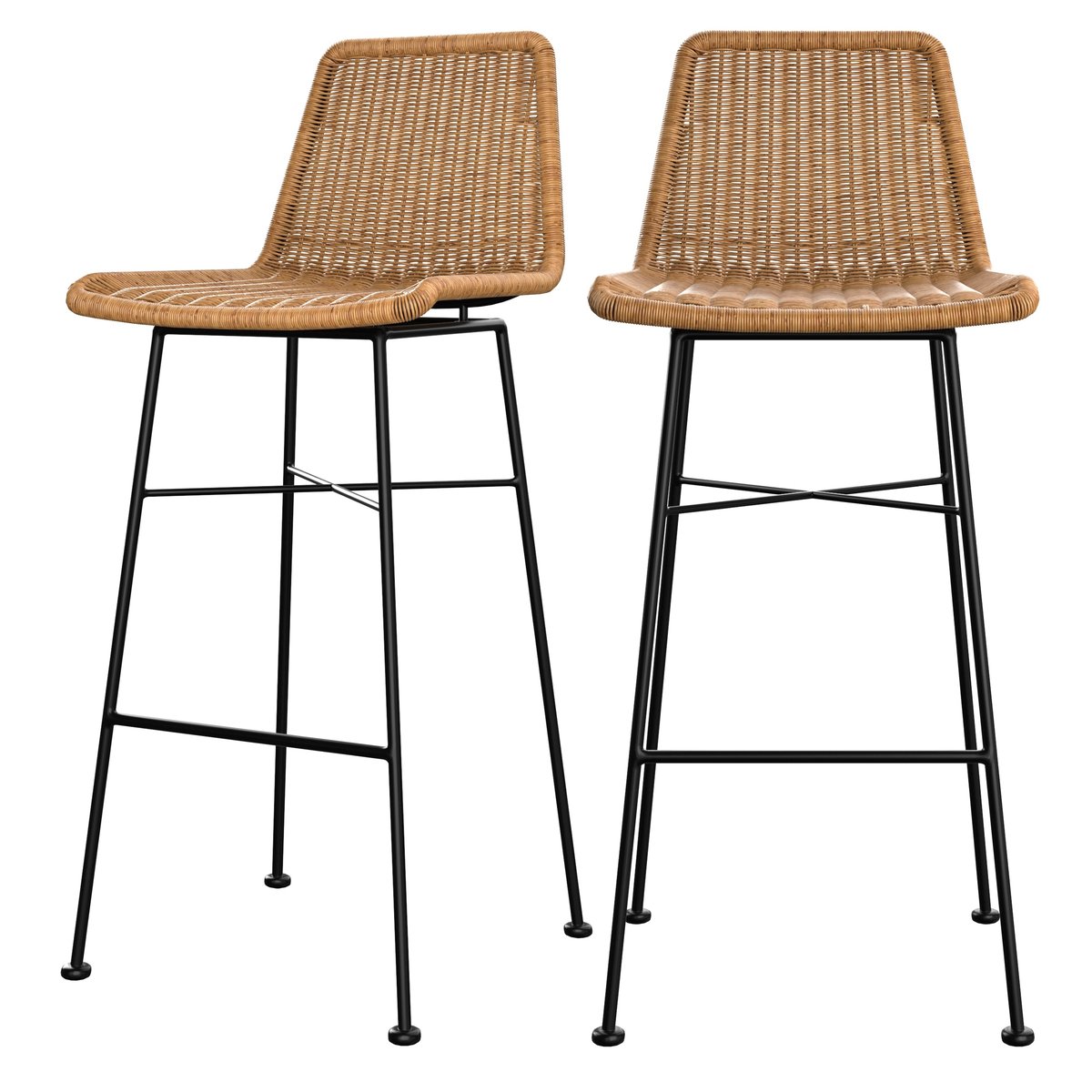 Lot de 2 chaises de bar 76 cm en résine - MANDYA naturel, MAISON PAVANE