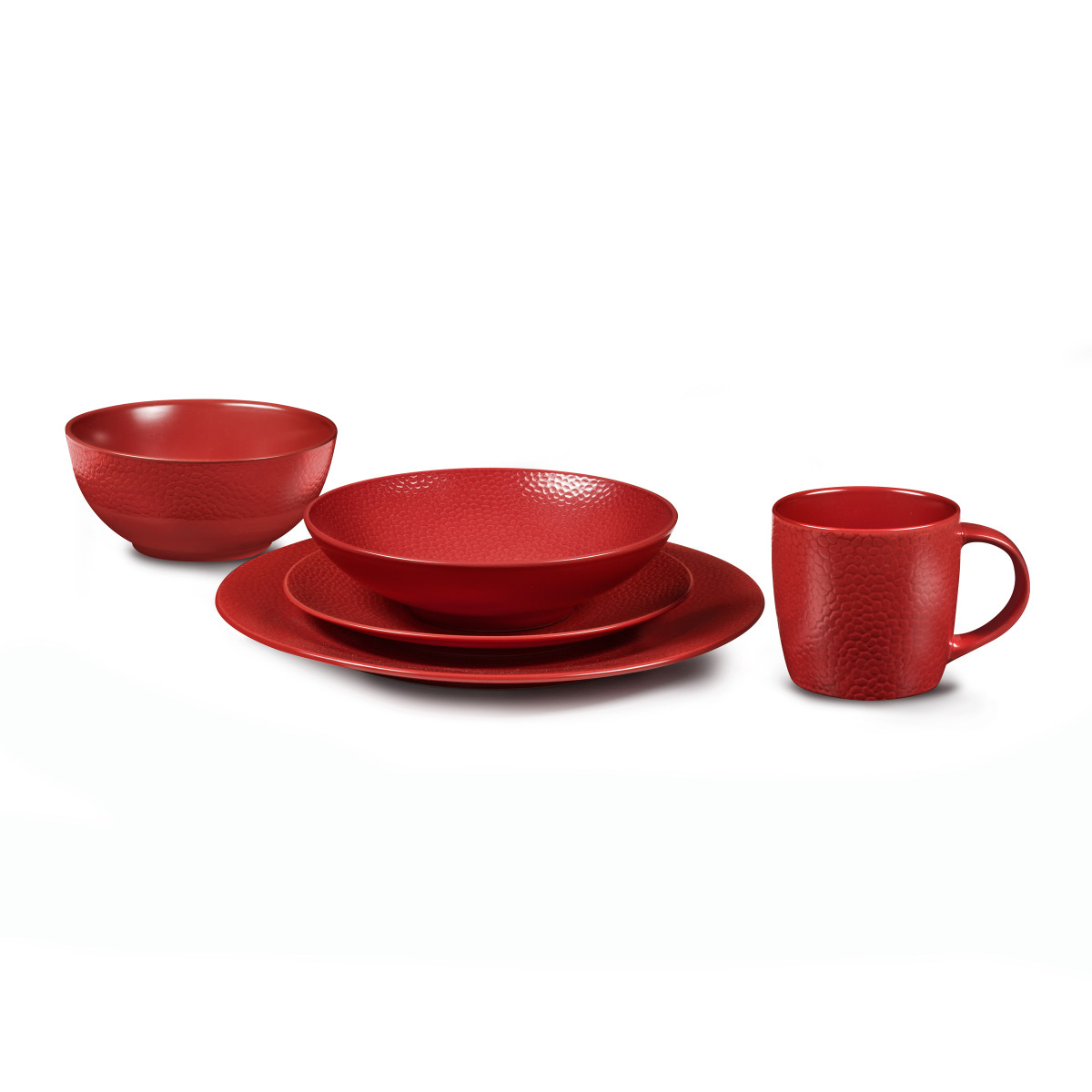 Coffret 6 bols déjeuner - STONE rouge, MEDARD DE NOBLAT