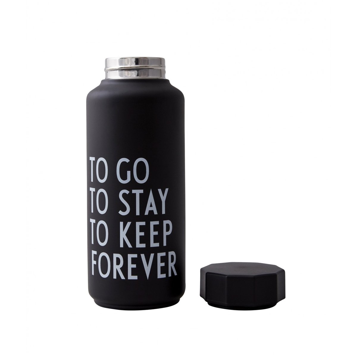 Bouteille Thermos Noire To Go 0,5 Litre noir et blanc, DESIGN LETTERS