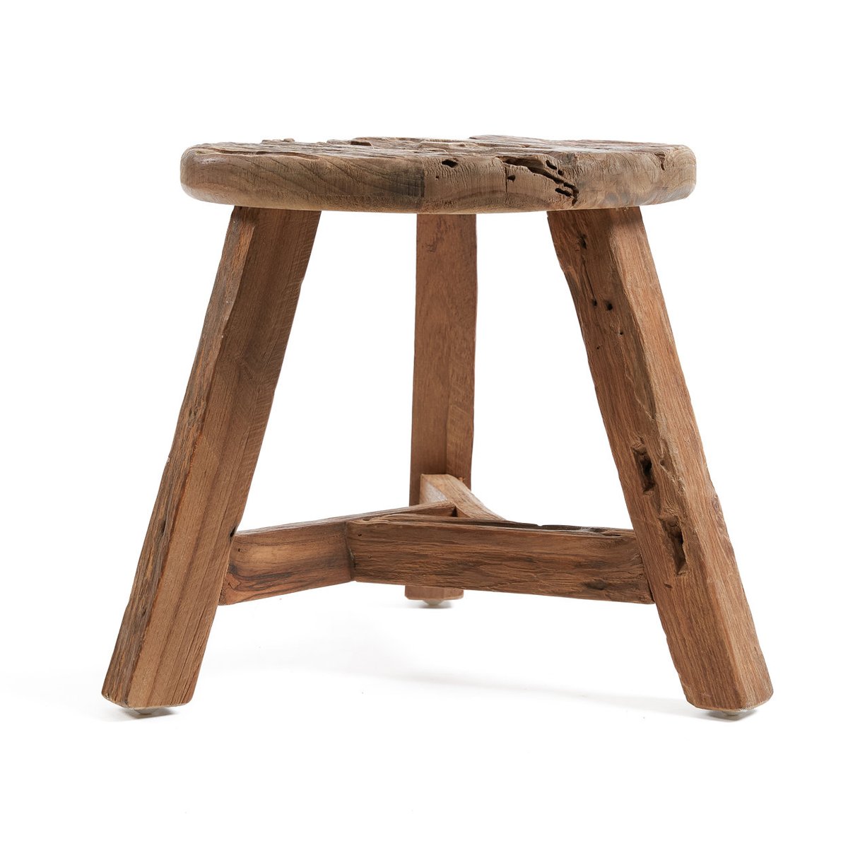 Tabouret en bois de teck récupéré YATAI beige, BAZAR BIZAR