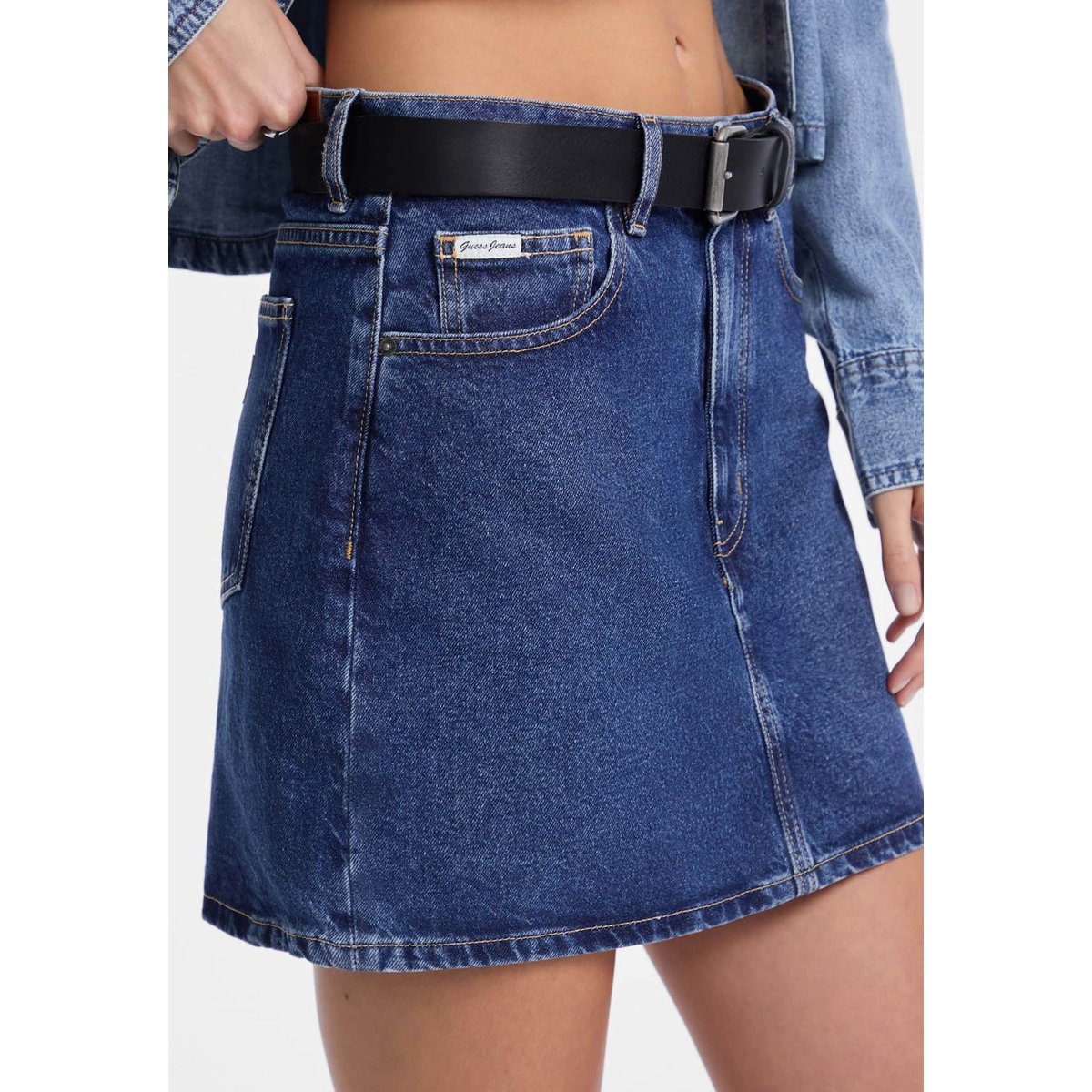 Mini-Jupe En Jean bleu, GUESS JEANS