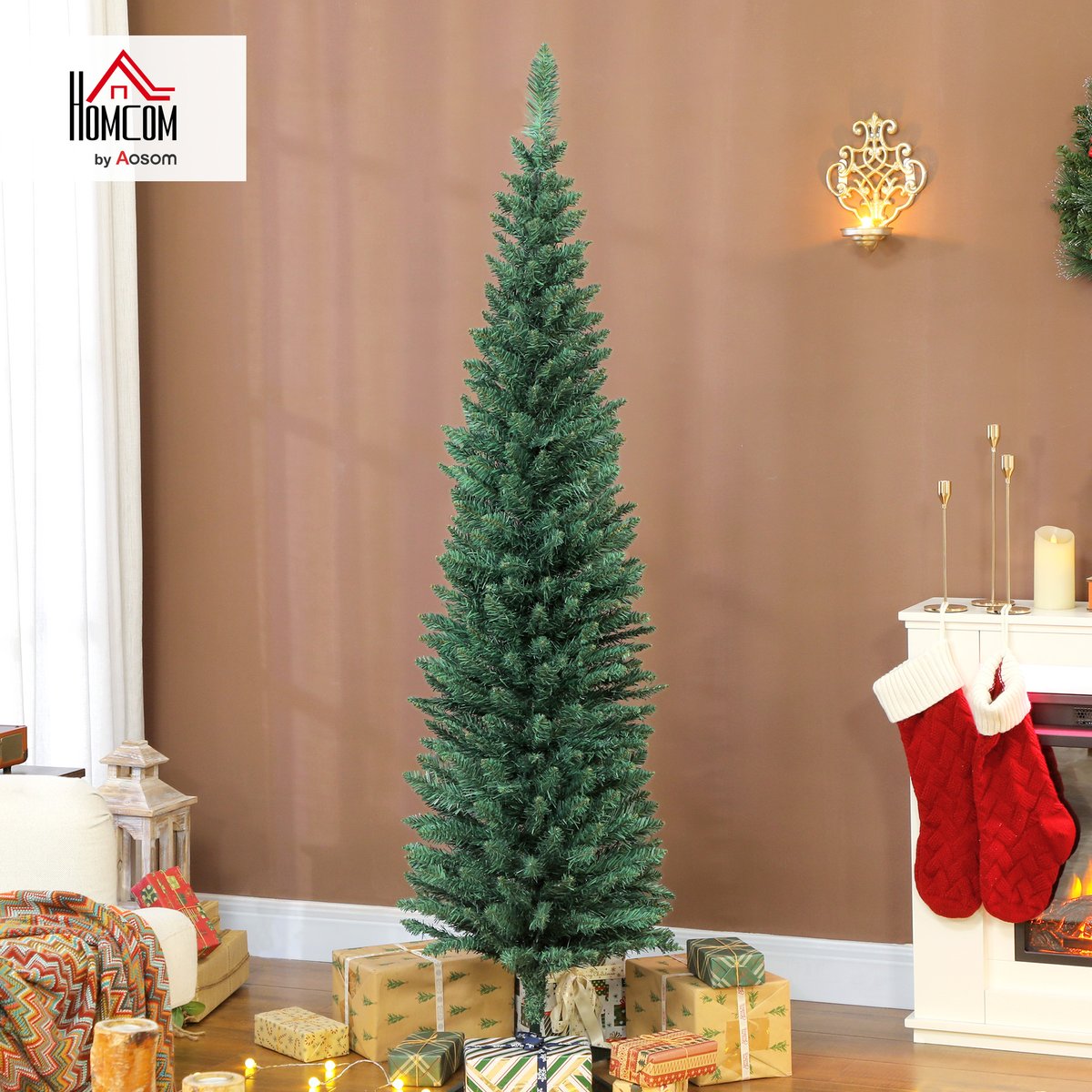Sapin de Noël Plastique Vert vert, HOMCOM