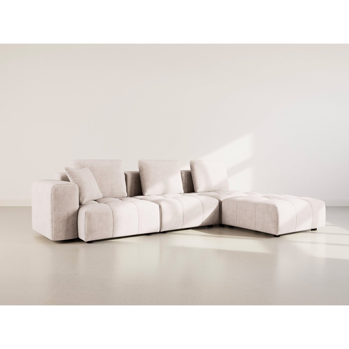 Canapé modulable d'angle velours texturé, COLETTE beige, BEST MOBILIER
