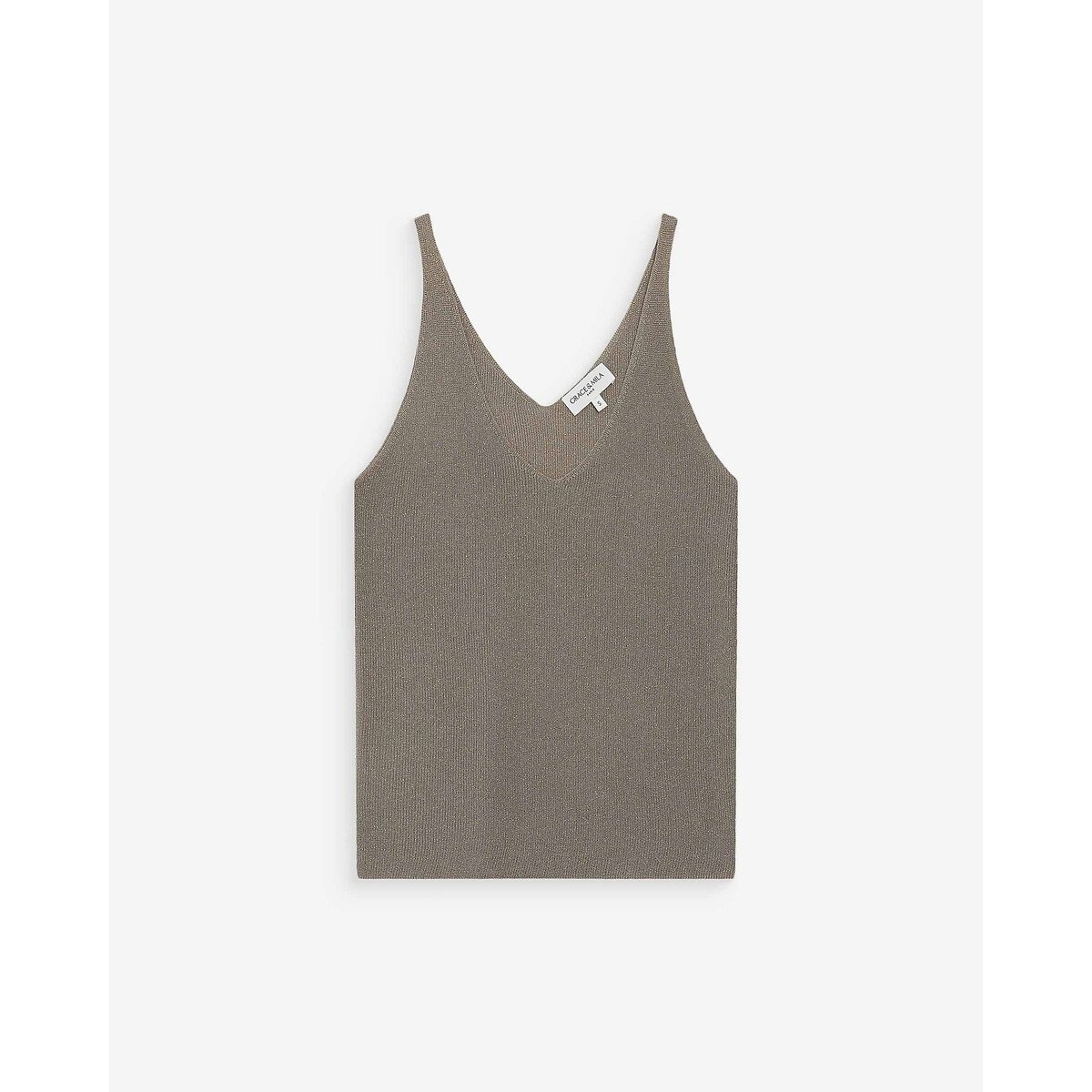 Top en fil textile PAILLETTE vert kaki, GRACE & MILA