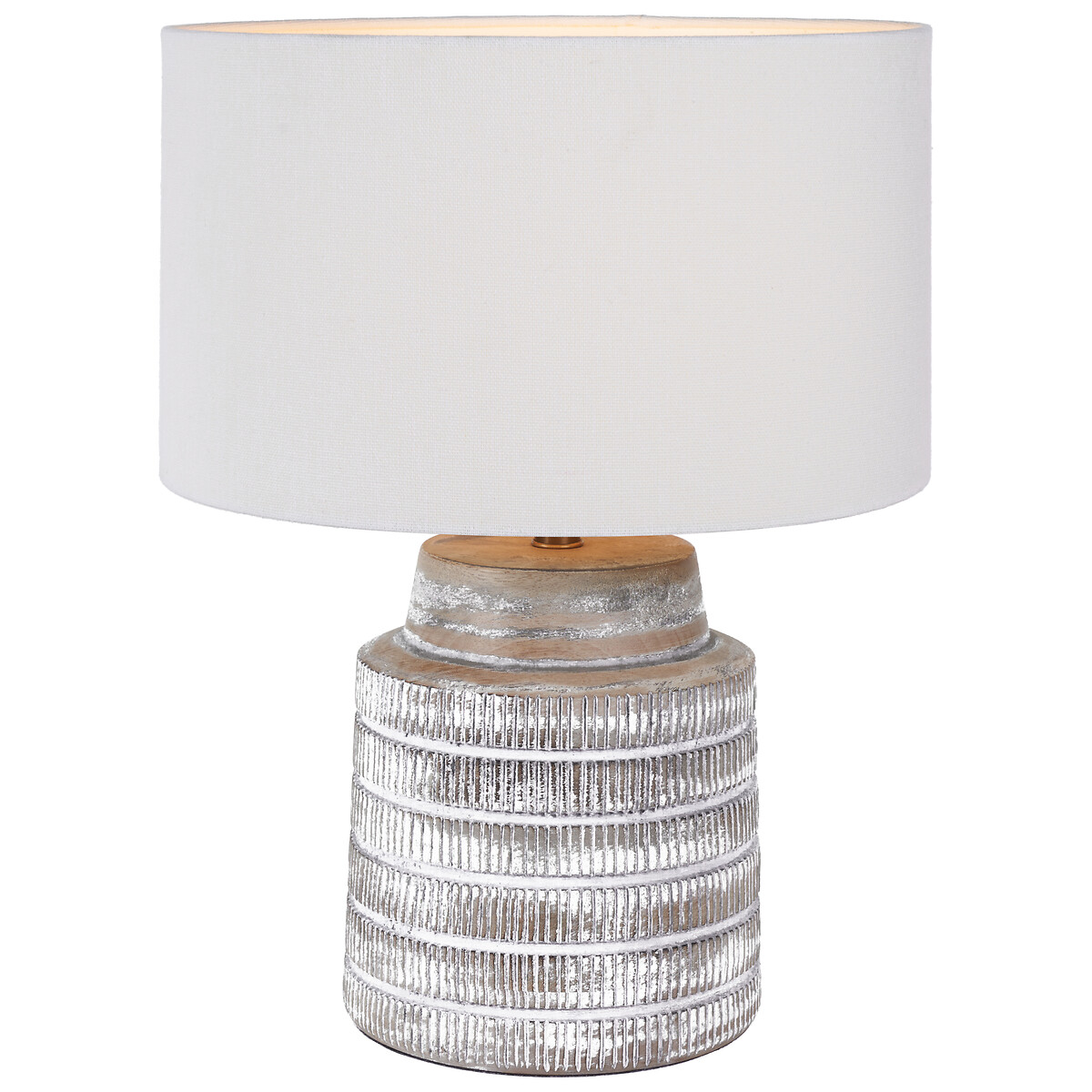 Pai Textured Wood Table Lamp in White Wash white, SO'HOME