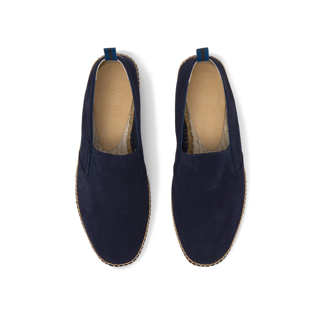 Espadrilles plates en cuir avec empiècements élastiqués JOEL PLATFORM bleu nuit, CASTANER