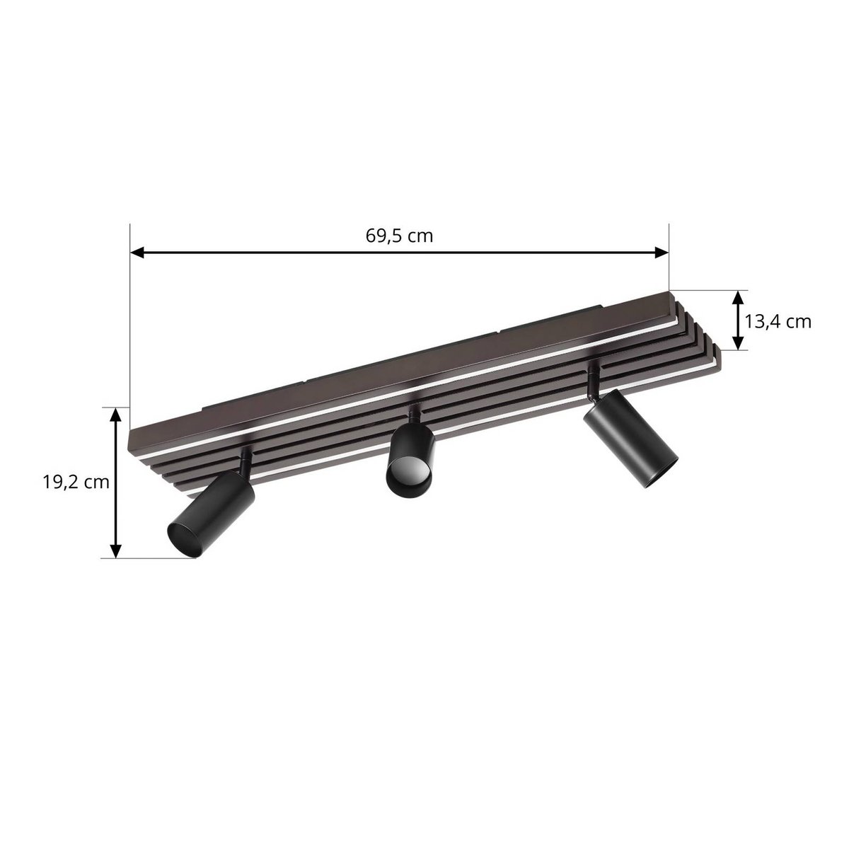 Plafonnier en bois moderneLED, Tiron bois foncé, noir, LUCANDE