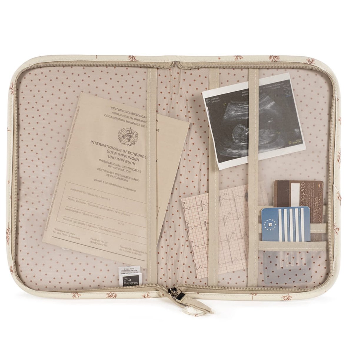 Protège carnet de santé ecru, rose, WALKING MUM