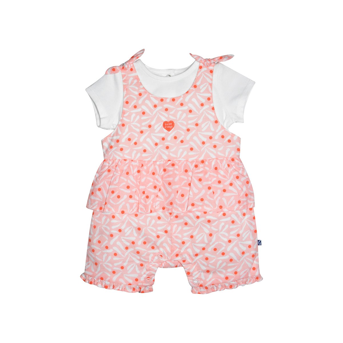 Tshirt salopette lalie voile court naissance blanc, SUCRE D'ORGE