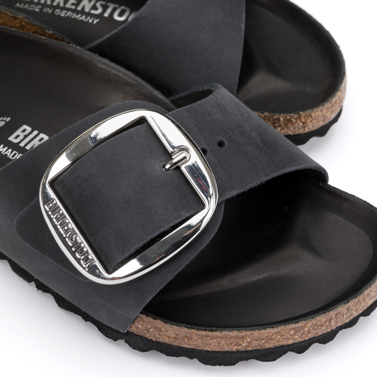 Mules simple bride Madrid Big Buckle noir, BIRKENSTOCK