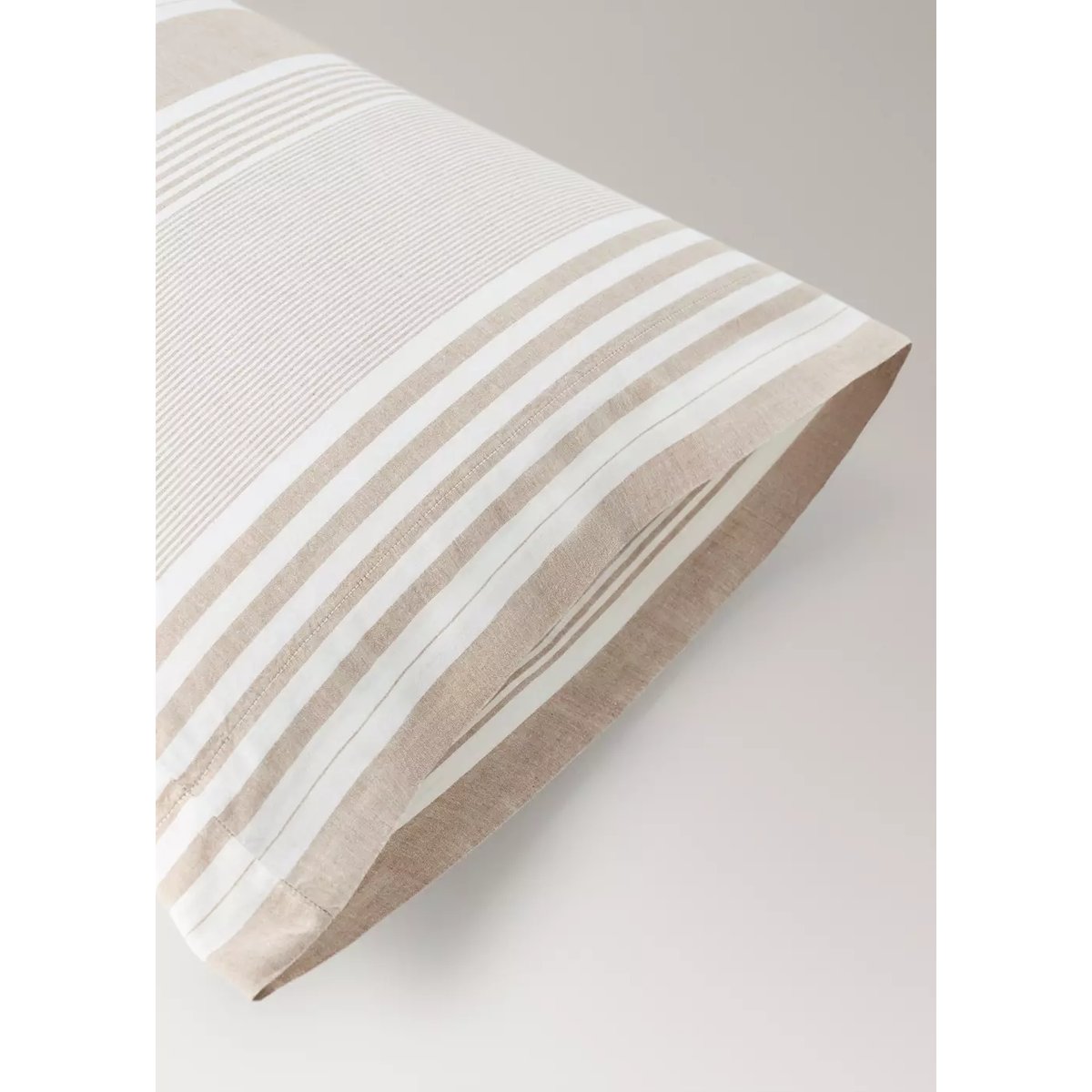 Taie d'oreiller coton rayures 45x110 cm tabac, MANGO HOME
