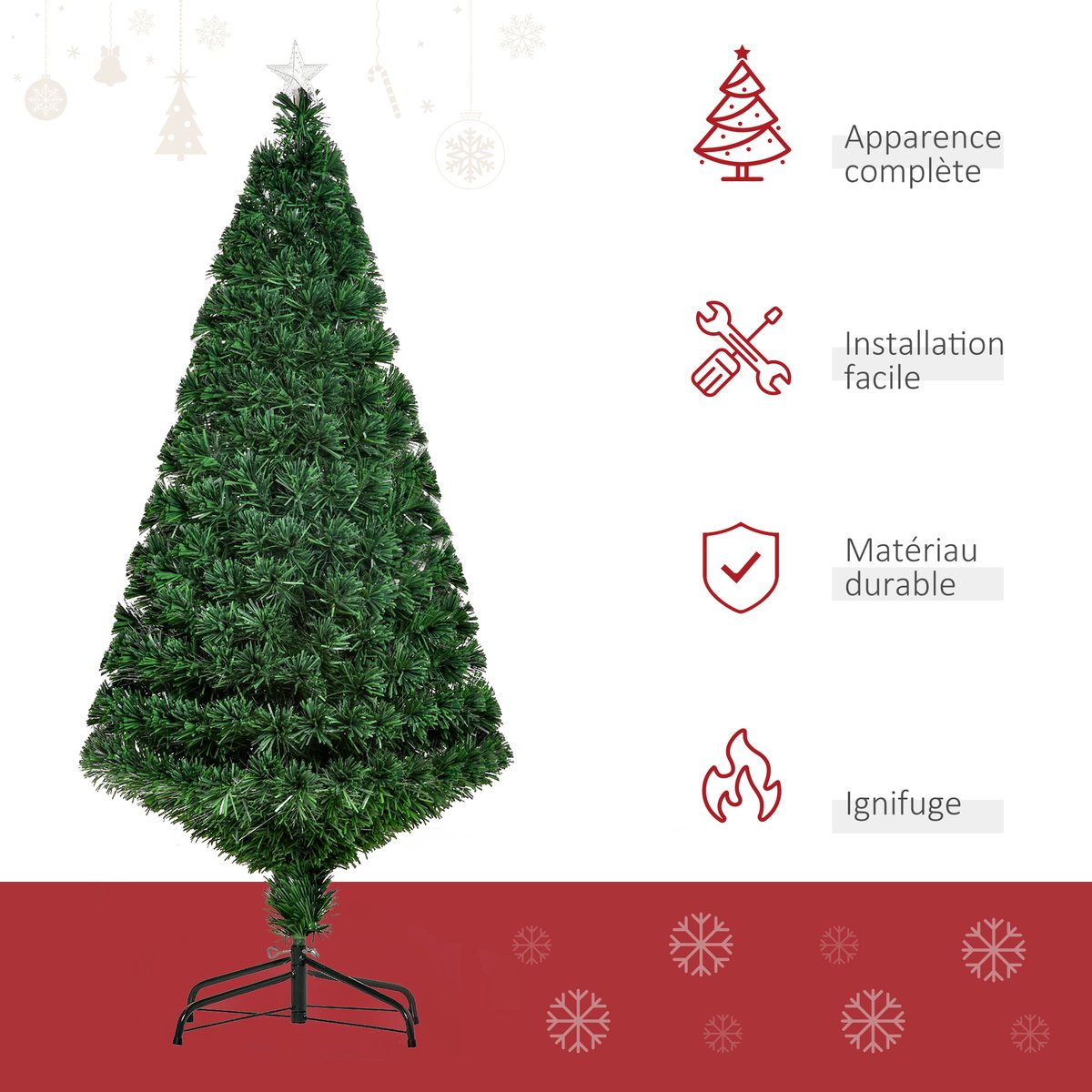 Sapin de Noël PVC Vert vert, HOMCOM