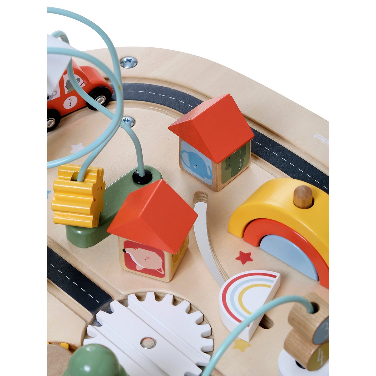 Table d'activités circuit de voitures en bois beige, VERTBAUDET